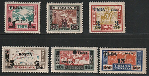 Тува, 1932, Этнографический Выпуск, Фауна, надпечатки. 6 марок (*)